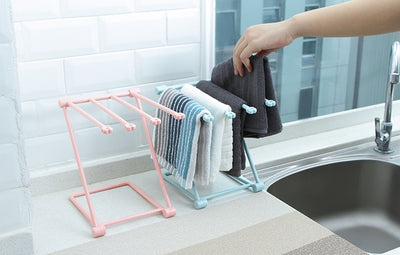 Foldable Dishcloth & Towel Rack Punch-Free Kitchen Organizer Shelf (Space-Saving Design)