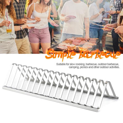 Stainless Steel BBQ Rib Rack Portable Grill Holder for Smoking, Roasting & Outdoor Barbecue